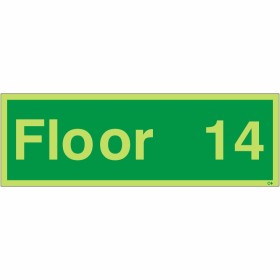 Glow in the Dark Floor 14 - Floor Identification Sign Glow in the Dark Floor 14 - Floor Identification Sign