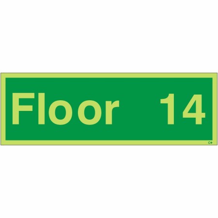 Glow in the Dark Floor 14 - Floor Identification Sign