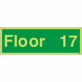 Glow in the dark Floor 17 floor identification sign