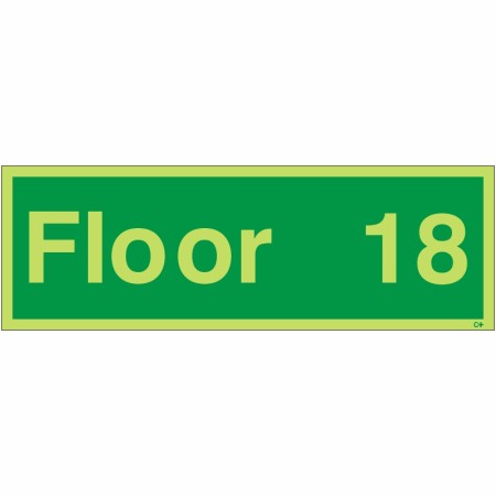 Glow in the Dark Floor 18 - Floor Identification Sign