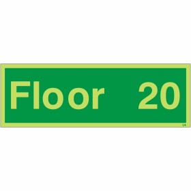 Glow in the Dark Floor 20 - Floor Identification Sign Glow in the Dark Floor 20 - Floor Identification Sign