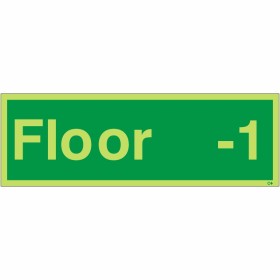Glow in the Dark Floor -1 Floor Identification Sign Glow in the Dark Floor -1 Floor Identification Sign
