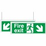 Fire Exit Down Arrow Down Left/Right Double Sided Hanging Sign