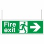 Fire Exit Left/Right Arrows Double Sided Hanging Sign