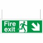 Fire Exit Down Arrow Down Left/Right Double Sided Hanging Sign