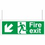 Fire Exit Down Arrow Down Left/Right Double Sided Hanging Sign