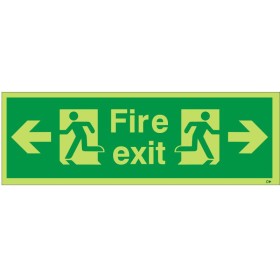 Glow in the Dark Fire Exit Left / Right Sign - BS 5499 Compliant Glow in the Dark Fire Exit Left / Right Sign