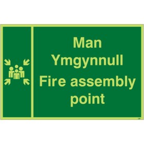 Glow in the Dark Fire Assembly Point Sign in Welsh/English Glow in the Dark Fire Assembly Point Sign in Welsh/English